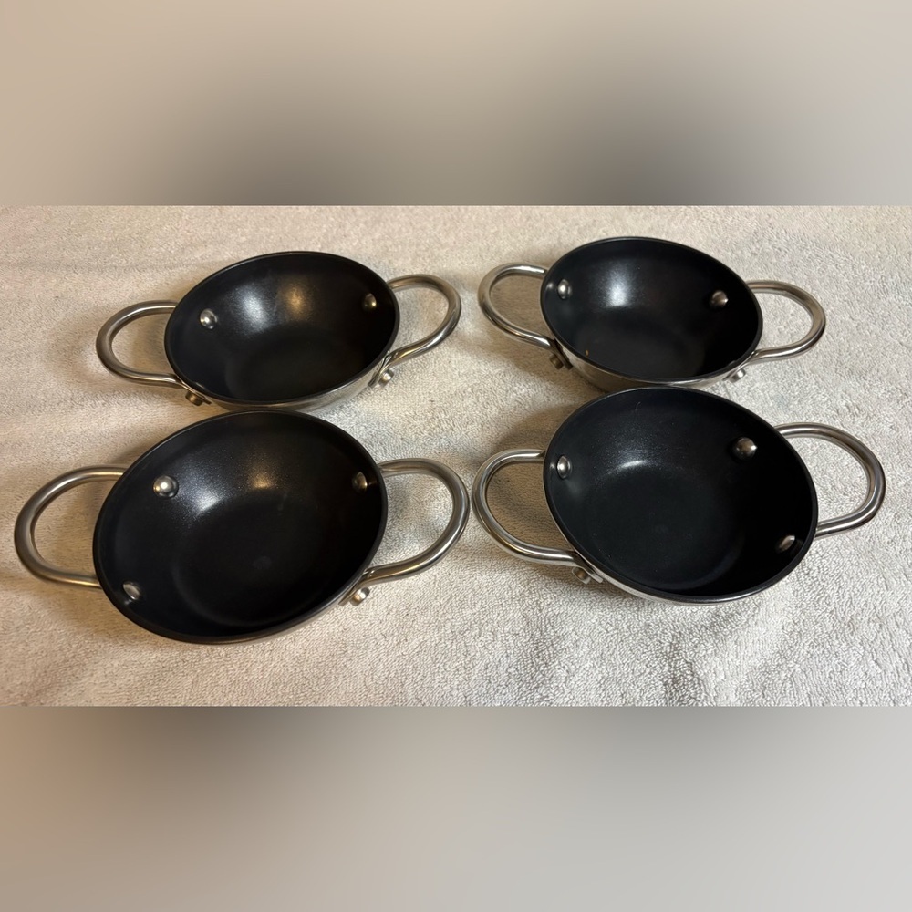 Cook's Essentials Stainless 500 Set of 4 Mini 5 inch Everyday Pans, Silver